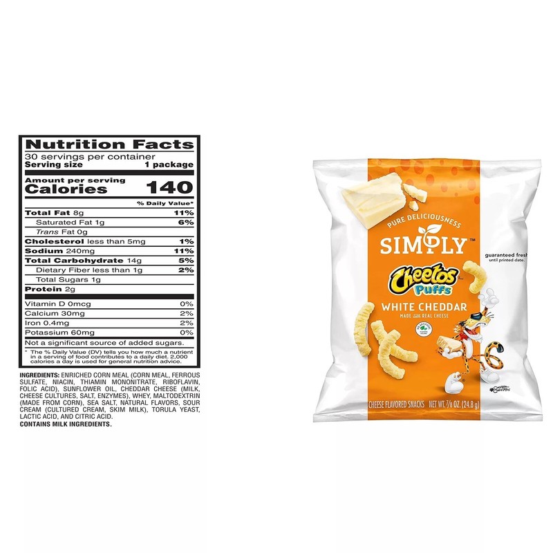 Simply Cheetos White Cheddar Puffs, 0.87 oz., 30 pk. gallery