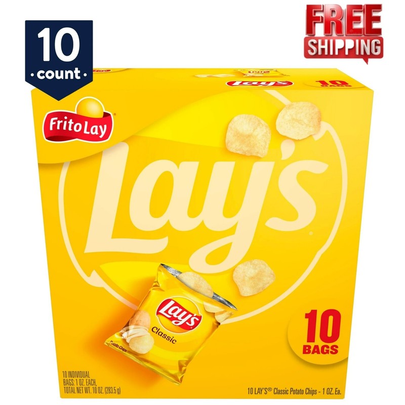 Lay’s Classic Potato Snack Chips, 1 oz Bags, 10 Count Multipack