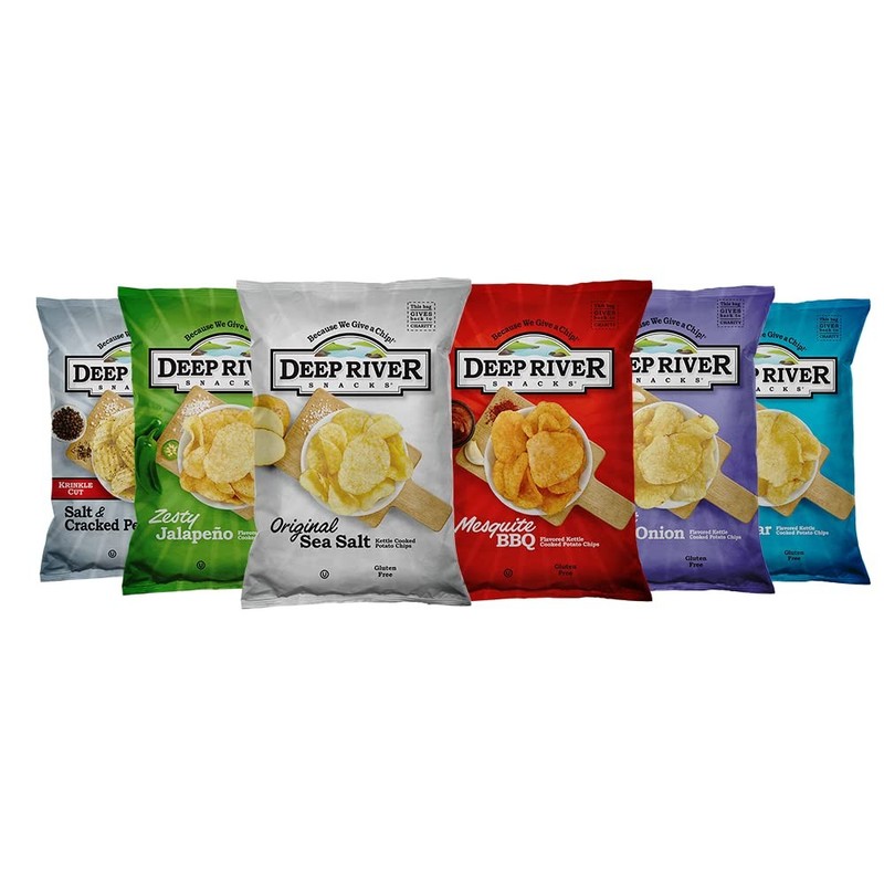 Deep River Potato Chips Variety Pack 6 Flavors 24 Pack Gluten Free