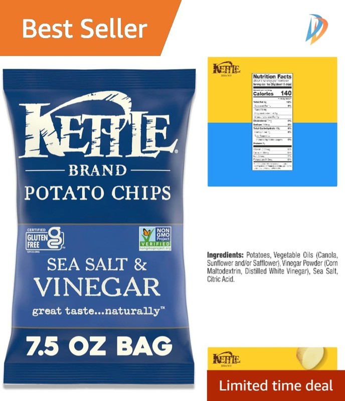 7.5 oz Pack of Kettle Brand Sea Salt & Vinegar Chips – Non-GMO & Gluten-Free