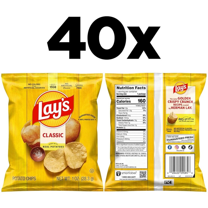 Lay's Potato Chips, Classic, 1 Ounce (Pack of 40) 40 Count 1) gallery