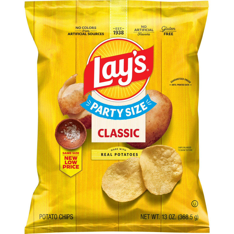 Lay’s Classic Potato Chips, Party Size, 13 oz Bag Free Shipping