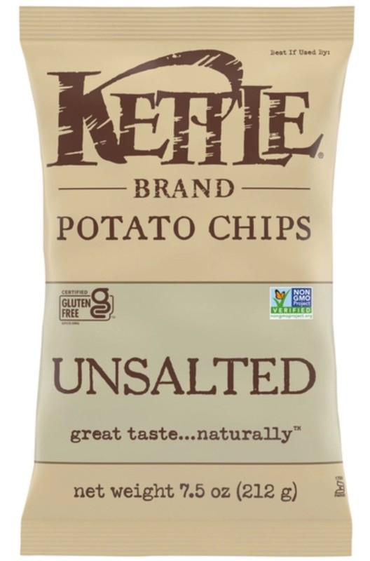 Kettle Brand Unsalted Gluten Free Non GMO Potato Chip 7.5oz (1) Fresh & Healthy