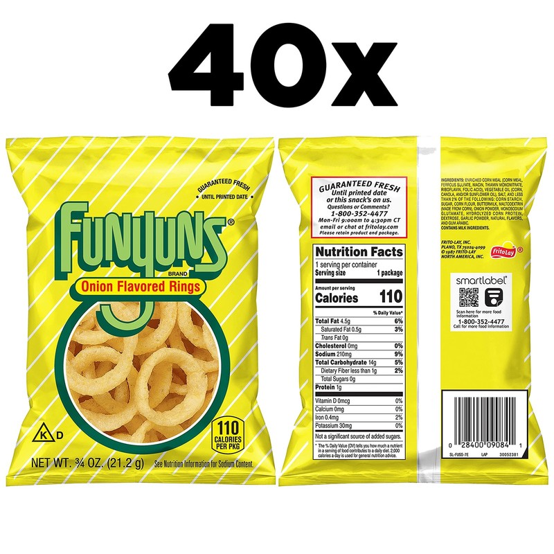 Funyuns Onion Flavored Rings, Original, Gluten Free, 0.75 Ounce Pack of 40 gallery