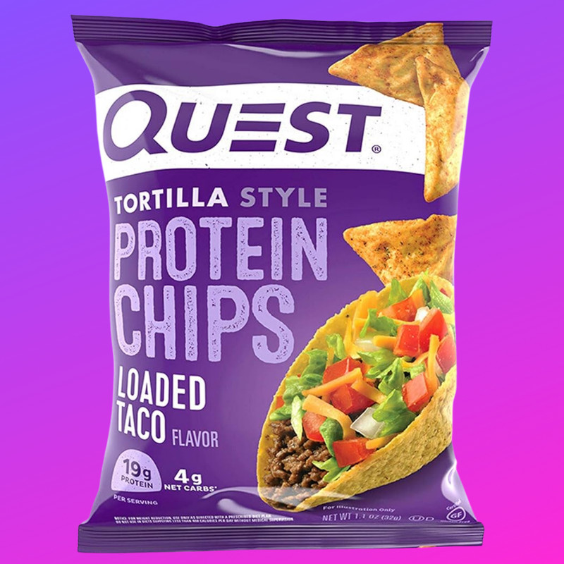 Quest Tortilla Protein Chips Loaded Taco 1.1oz Bags, 12 Count Gluten Free