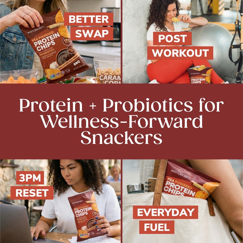 Wonderslim Protein Chips with Probiotics, BBQ | 12g Plant Protein, 170 Cal | ... gallery