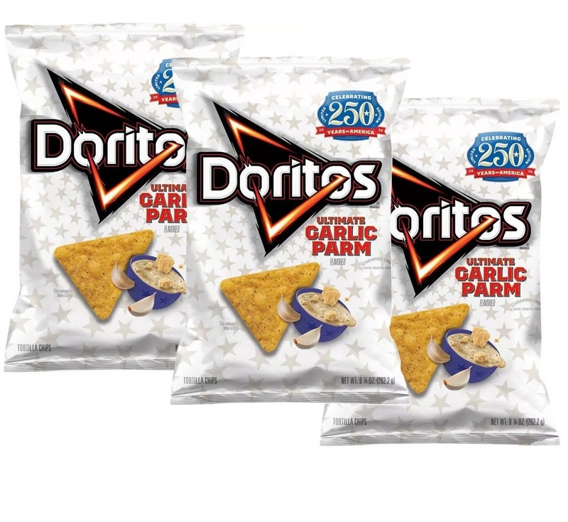 Doritos Tortilla Chips Ultimate GARLIC PARM 9.25Oz 3 Bags Parmesan Snack LIMITED