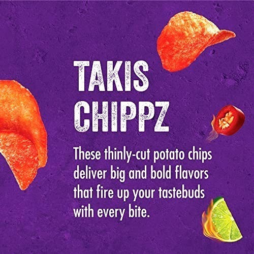 8oz Bag TAKIS CHIPPZ Hot Chili Pepper & Lime FUEGO Thin-Cut Crispy Potato Chips gallery