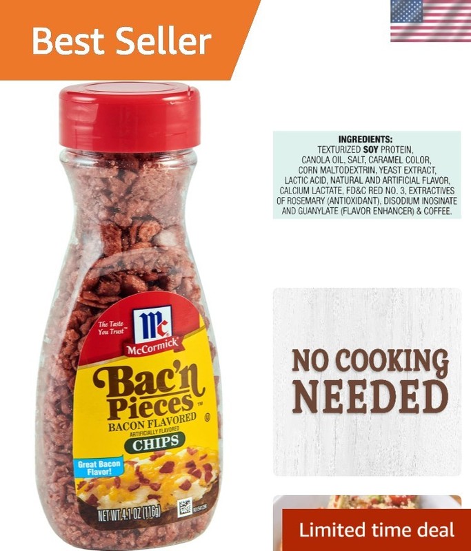 Bac'n Pieces 4.1 Oz Bacon Chips - Tasty Meat Alternative for Salads