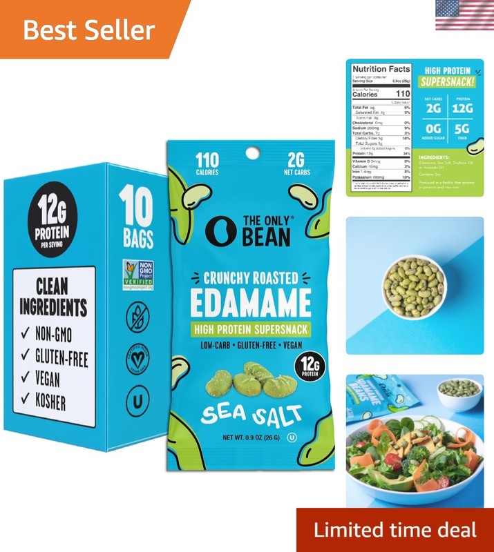 On-The-Go Edamame Snack Packs | Crunchy, Healthy, 10 Count – Sea Salt Flavor