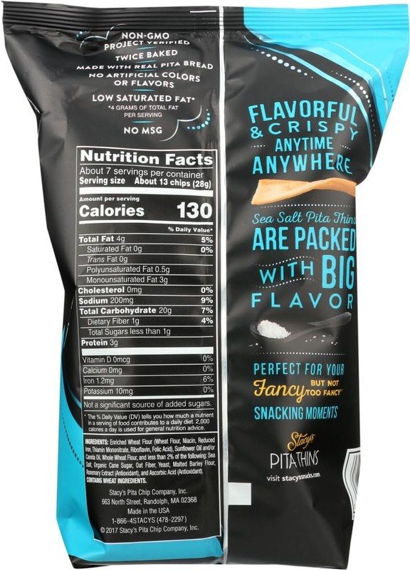 Stacy's New Crispy, Flaky & Flavorful Pita Thins Chip 6.5oz, 2 Pack (Sea Salt) gallery