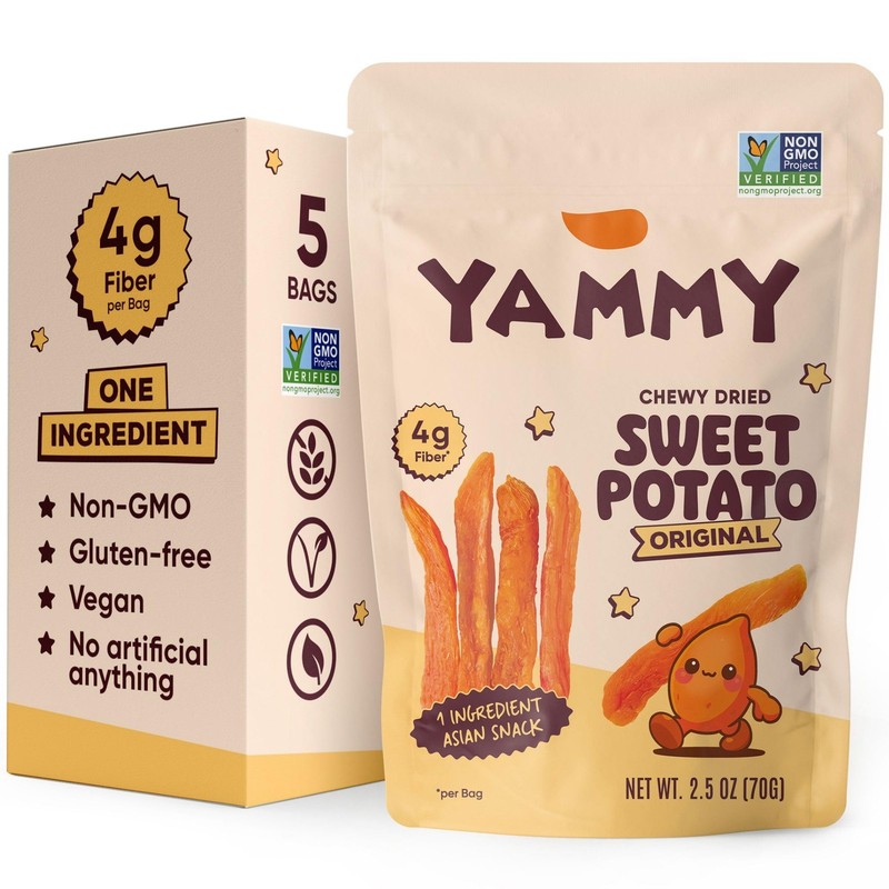 5pk Yammy Chewy Dried Sweet Potato Sticks Healthy Asian Snack 4g Fiber, 2.5oz gallery
