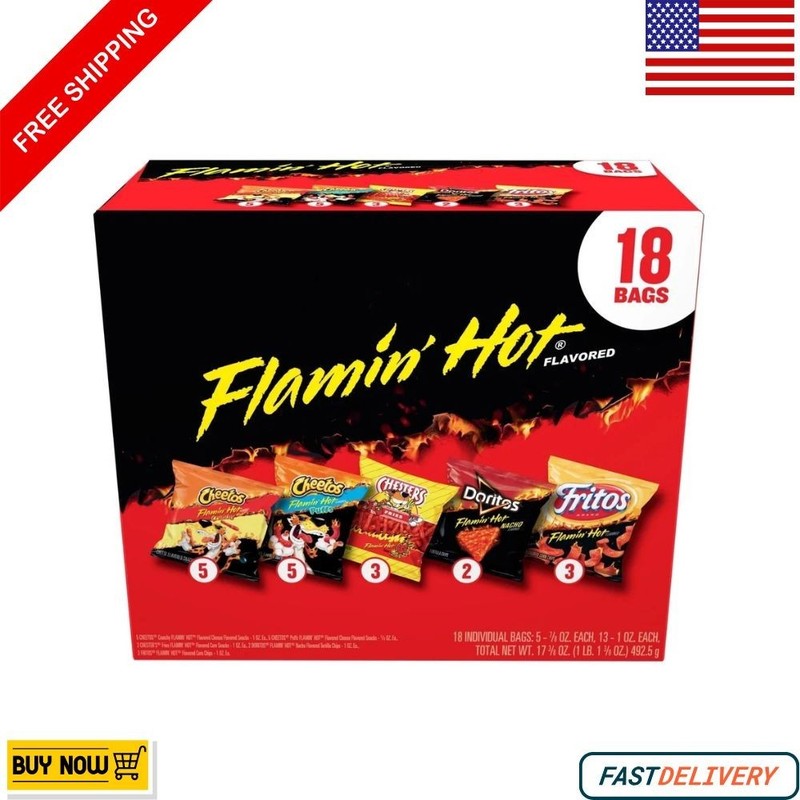 New Frito-Lay Flamin’ Hot Mix Variety Pack Snack Chips, 18 Count Multipack New