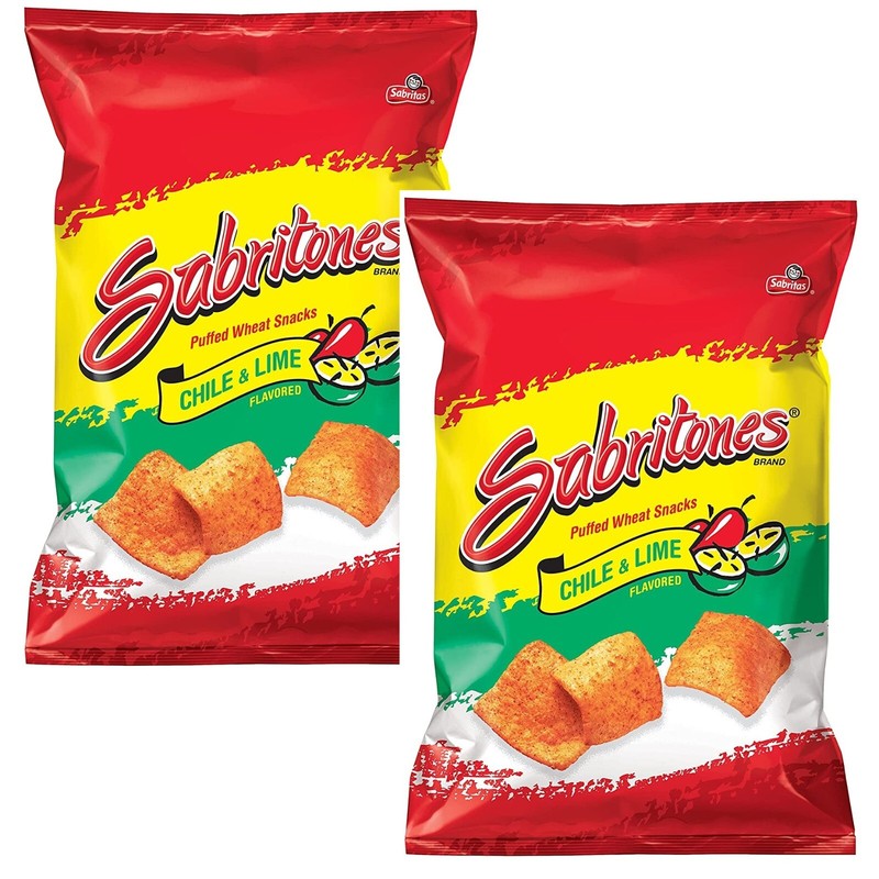 Sabritones Chile and Lime Flavored Puffed Wheat Snacks 4 oz (2 Bags)