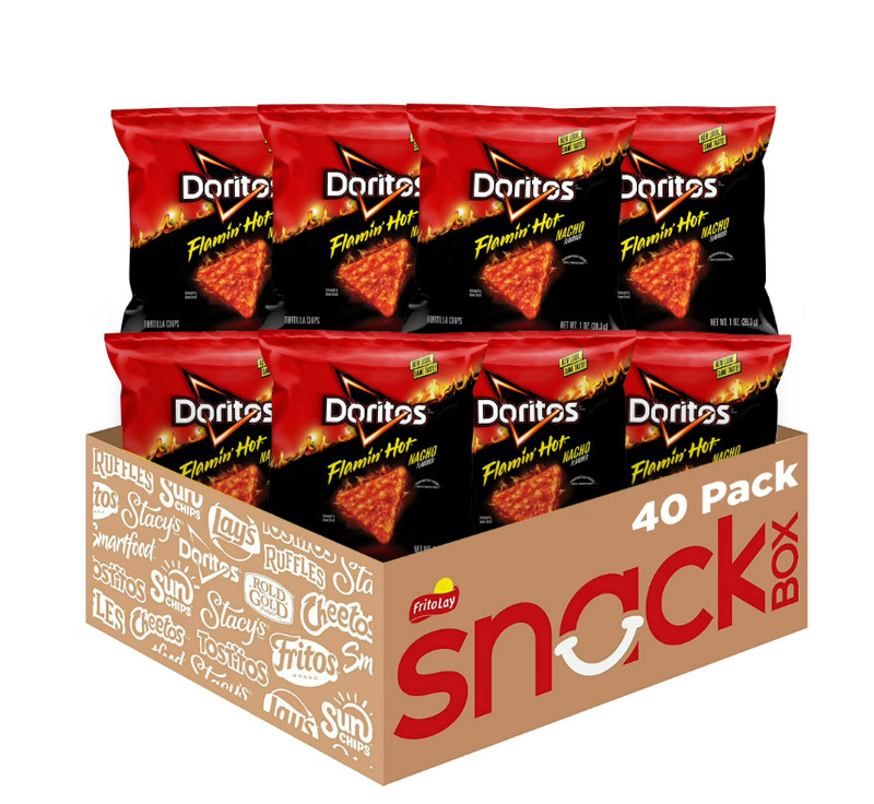 Doritos Flamin’ Hot Nacho Flavor Tortilla Snack Chips, 40 Count 1 Ounce Bags