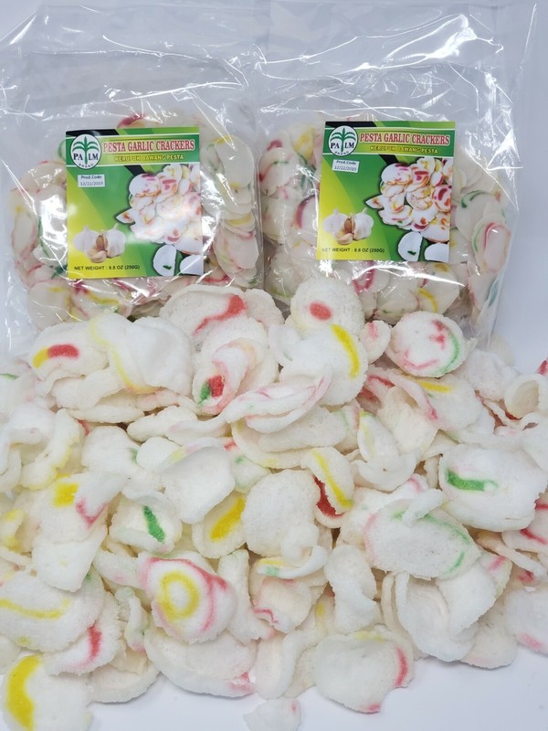 4 x 250g (4x 8.8 oz) of PALM krupuk bawang UNCOOKED garlic crackers (US Seller)