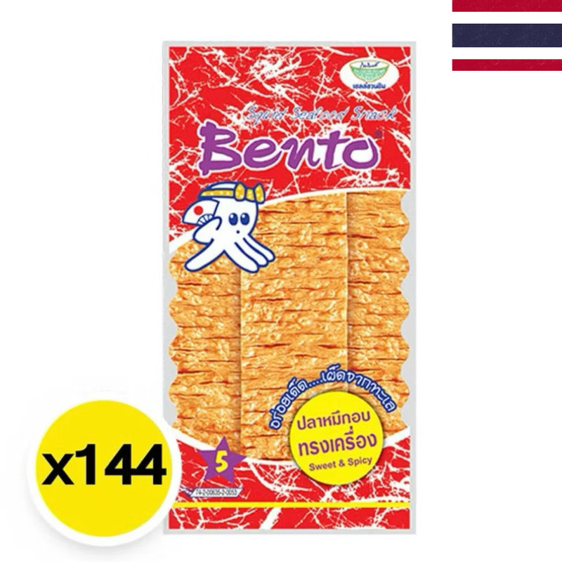 Bento Squid Snack Sweet & Spicy Flavor (144Bags) Thai Seafood Snack Chewy Crispy gallery