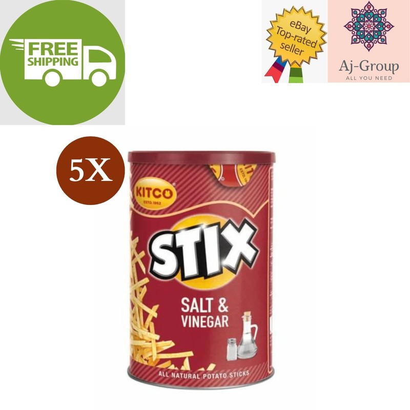 5 Pack X Kitco Stix Salt & Vinegar All Natural Potato Sticks, 45 gram