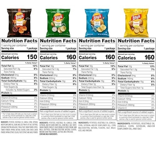 Variety Pack Potato Chips - 4 Flavors, 1 oz Single Serve Bags, 40 Count gallery