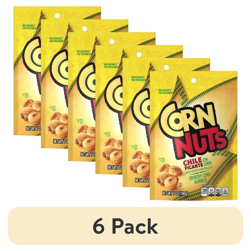 (6 pack) Chile Picante Con Limon, Crunchy Corn Kernels Flavored Nuts Snack,