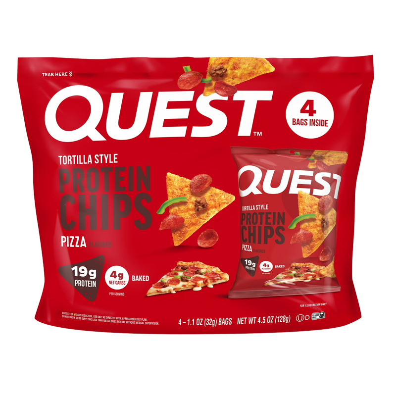 Quest Tortilla Style Protein Chips, 19g Protein,Pizza Flavor, Free Shipping