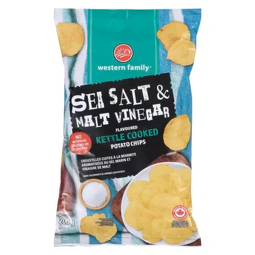 2-Pack Western Family Sea Salt & Malt Vinegar (200g) Kettle Cooked Potato Chips gallery