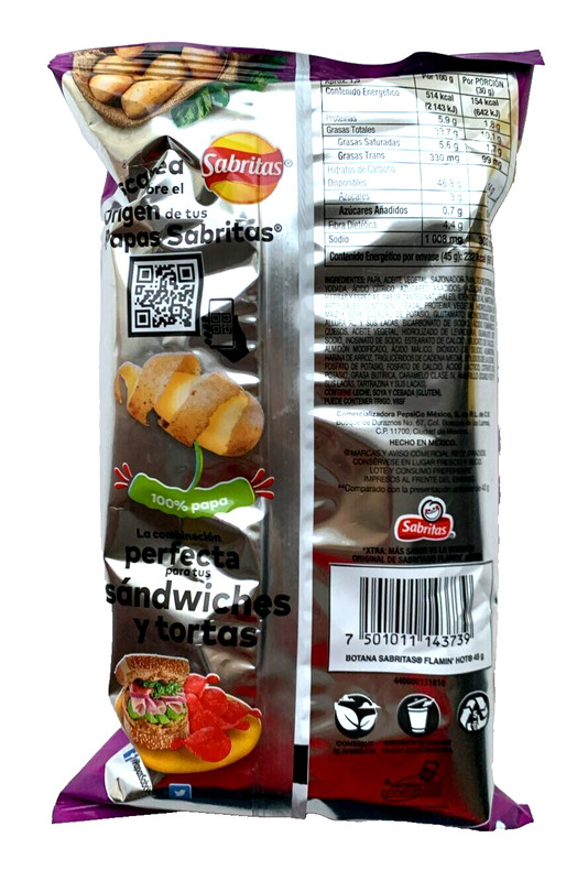 6-Pk Sabritas Xtra Flamin Hot 🇲🇽 Potato Chips Xtra Flamin Hot 42gr/1.48oz ea. gallery