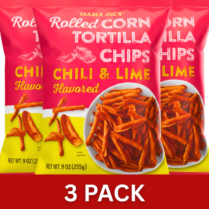 Trader Joe’s Rolled Corn Tortilla Chips Chili & Lime 9oz (3 Pack) New