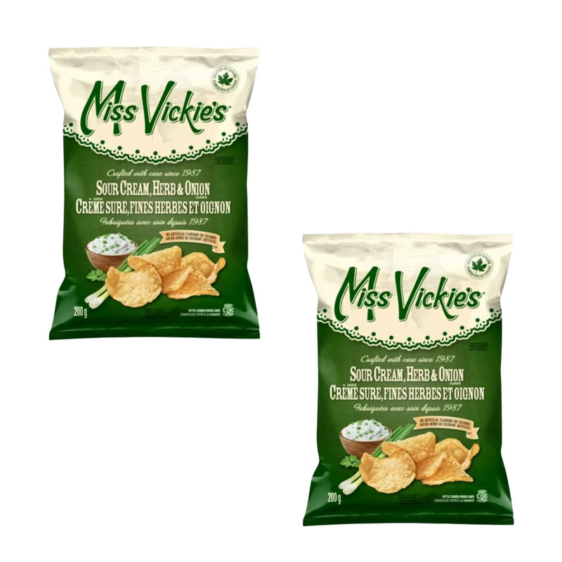 Miss Vickie's Sour Cream, Herb & Onion Kettle Cooked Potato Chips 200g (2 Packs)