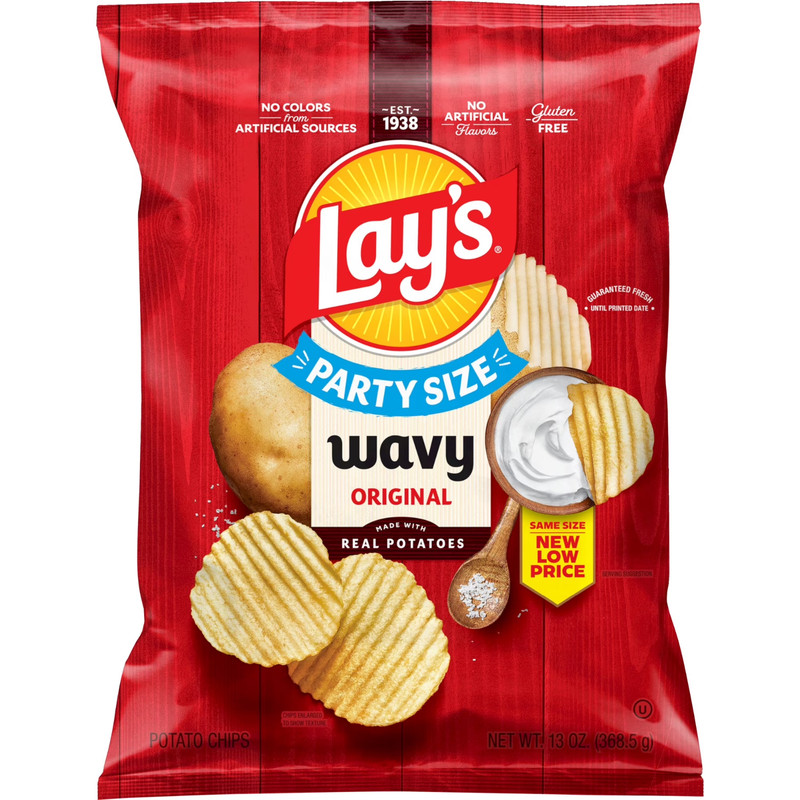 Lay’s Wavy Original Potato Chips, Party Size, 13 oz Bag