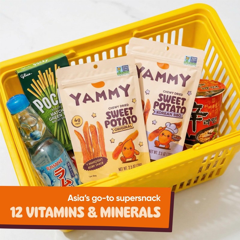 5pk Yammy Chewy Dried Sweet Potato Sticks Healthy Asian Snack 4g Fiber, 2.5oz gallery