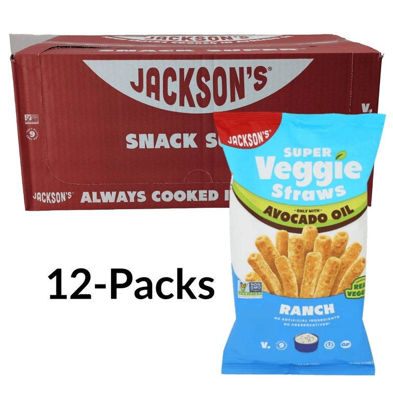 12-Pack Jackson's Super Veggie Straws Ranch in Avocado Oil 5 oz BB. 03/30/26