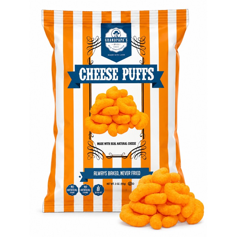 8x Grandpapa’s Cheese Puffs Corn Snack Chips Cheese Bulk Lot Bundle New 3oz