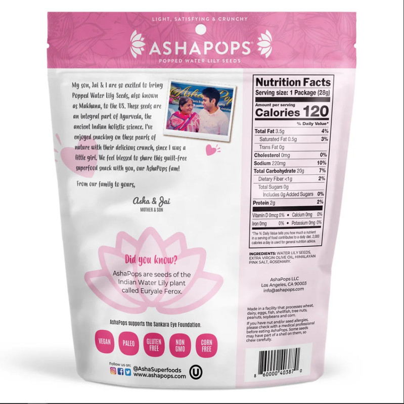 AshaPops Gluten Free Vegan Himalayan Pink Salt Popped Water Lily Seed Pack 6 gallery