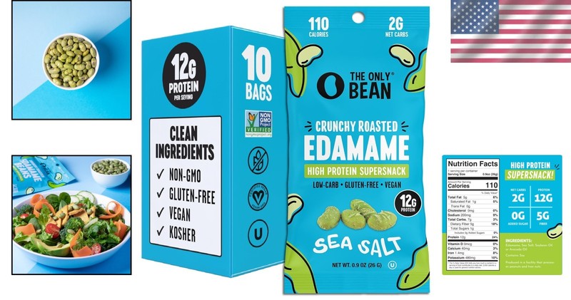 On-The-Go Edamame Snack Packs | Crunchy, Healthy, 10 Count - Sea Salt Flavor gallery