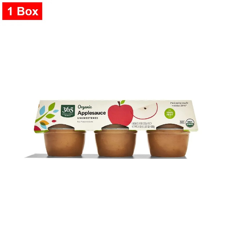 365 By WFM, Organic Unsweetened Apple Sauce Cups, 4 Ounce (Pack Of 6) – 1 Box
