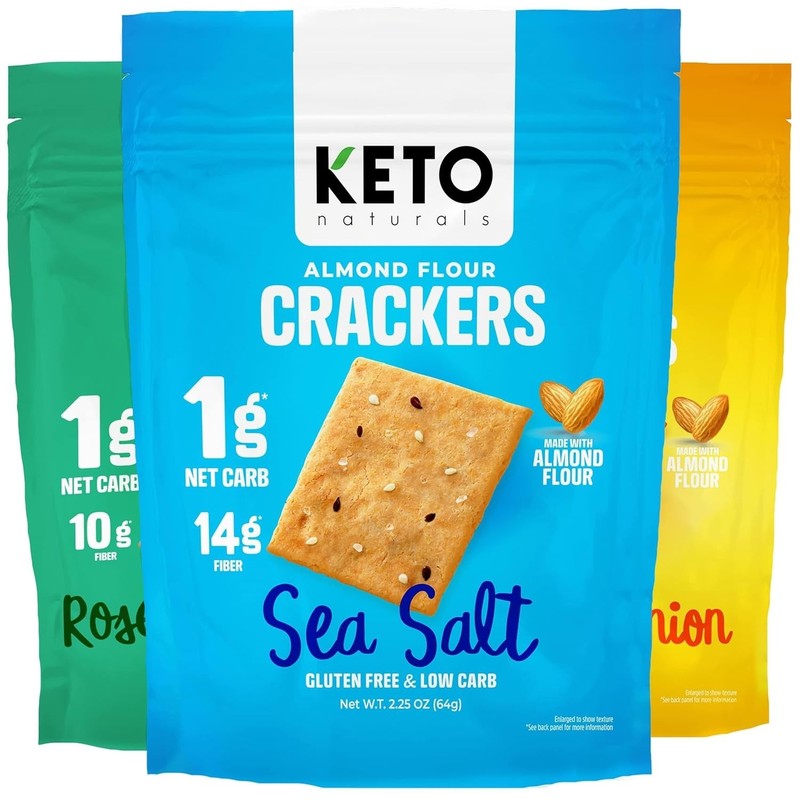 Keto Crackers Mixed Flavors - Sea Salt, Rosemary, Cheddar - Low Carb Treats gallery