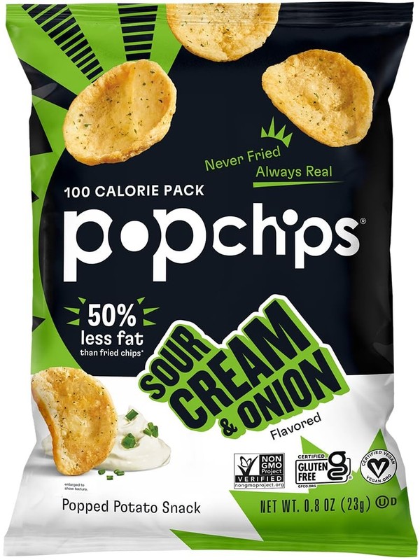 Popchips Potato Chips, Sour Cream & Onion, 12ct Single 0.8 Ounce (Pack of 12)