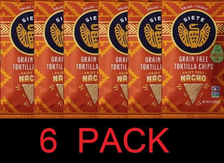Siete NACHO Tortilla Chips Dairy Free GRAIN FREE 5 oz Bag – 6 PACK