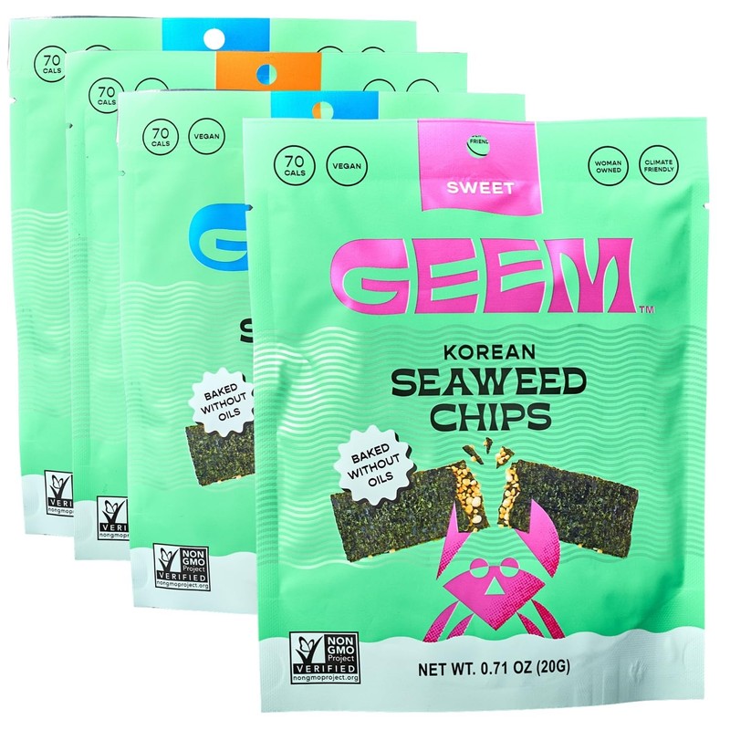 GEEM Seaweed Chips – Korean Seaweed Snacks with Crunchy Brown Rice & Sesame S…