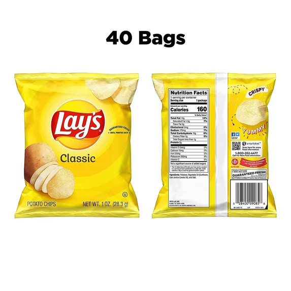 Lay's Potato Chips, Classic, 1 Ounce (Pack of 40) 40 Count 1) gallery