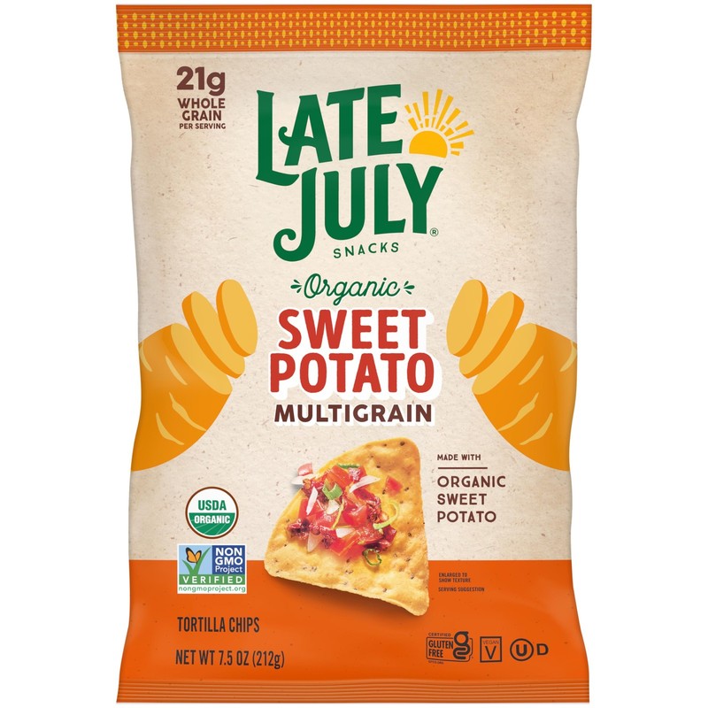 Late July Organic Sweet Potato Tortilla Chips 7.5 Ounce Pack Gluten Free Vegan