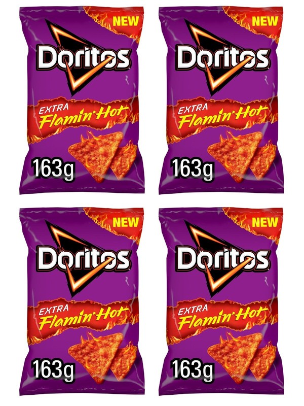 Doritos Extra Flamin’ Hot Sharing Bag Snacks 163g PACK OF 4