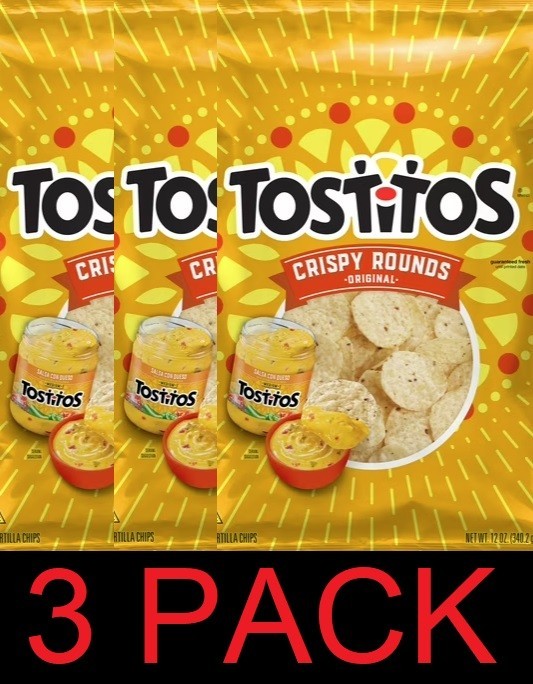 Tostitos Tortilla Chips ORIGINAL FLAVOR Crispy Rounds 12 oz Bag – 3 PACK