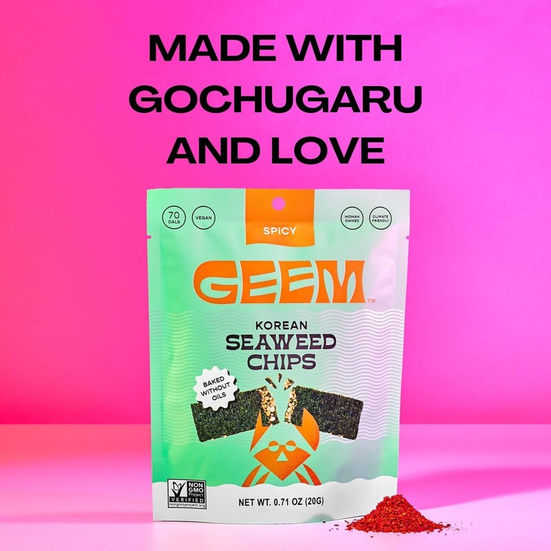 GEEM Seaweed Chips – Korean Seaweed Snacks with Crunchy Brown Rice & Sesame S... gallery