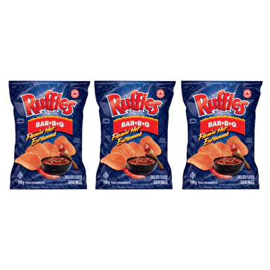 Ruffles Flamin’ Hot Bar-B-Q Potato Chips 190g/6.7oz, 3-Pack