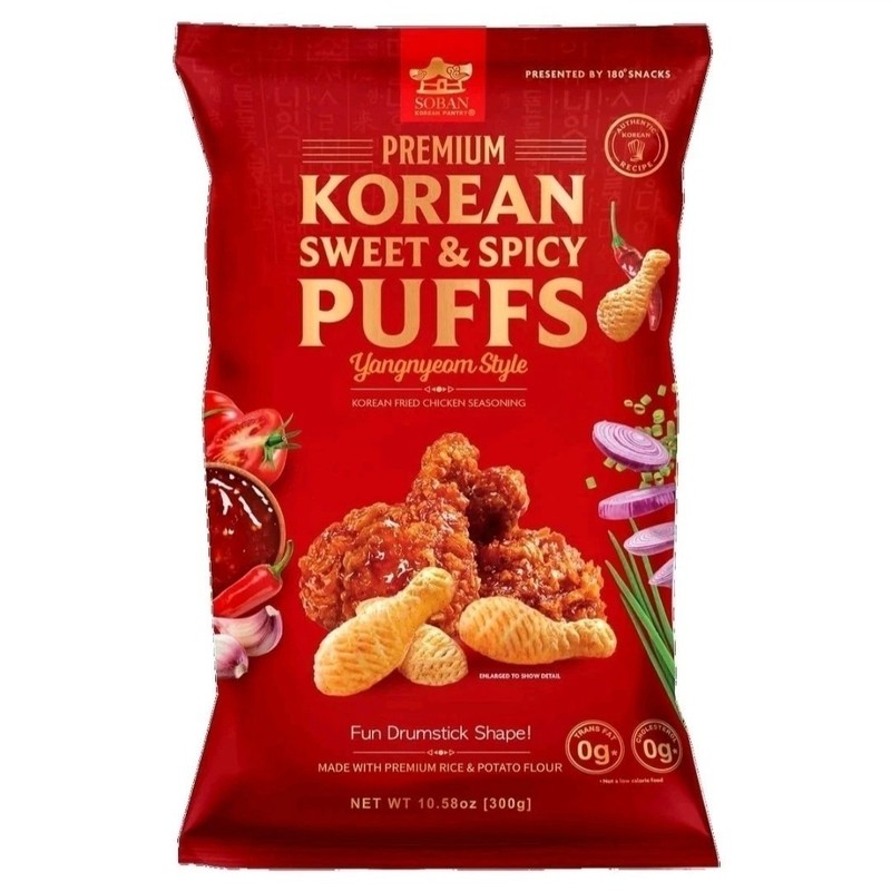 Soban Premium Korean Sweet & Spicy Puffs, Yangnyeom Style, 10.58 oz