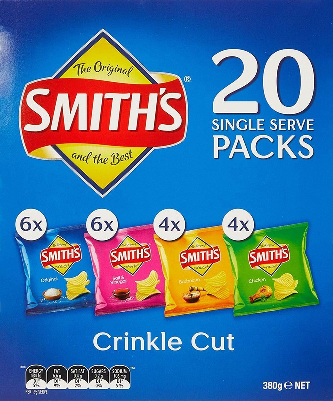 Smith’s Crinkle Cut Variety Multipack Chips Box, x 380 Grams – 4 LOTS