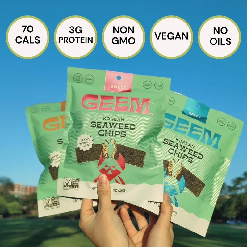 GEEM Seaweed Chips – Korean Seaweed Snacks with Crunchy Brown Rice & Sesame S... gallery