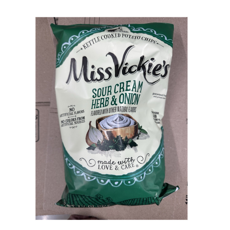 Miss Vickie’s Kettle Cooked Potato Chips Sour Cream Herb & Onion, 3 Bag